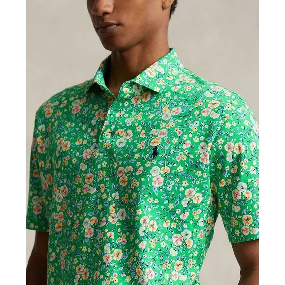 Polo Ralph Lauren Men's Classic-Fit Floral Soft Cotton Polo Shirt Green Multi M - Picture 2 of 10